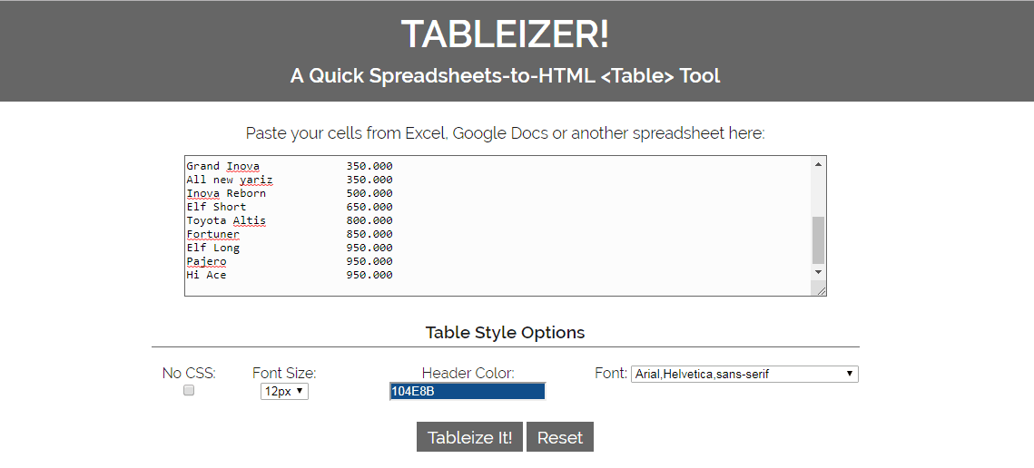 Cara membuat table di website tanpa plugin - Nandaka.co.id